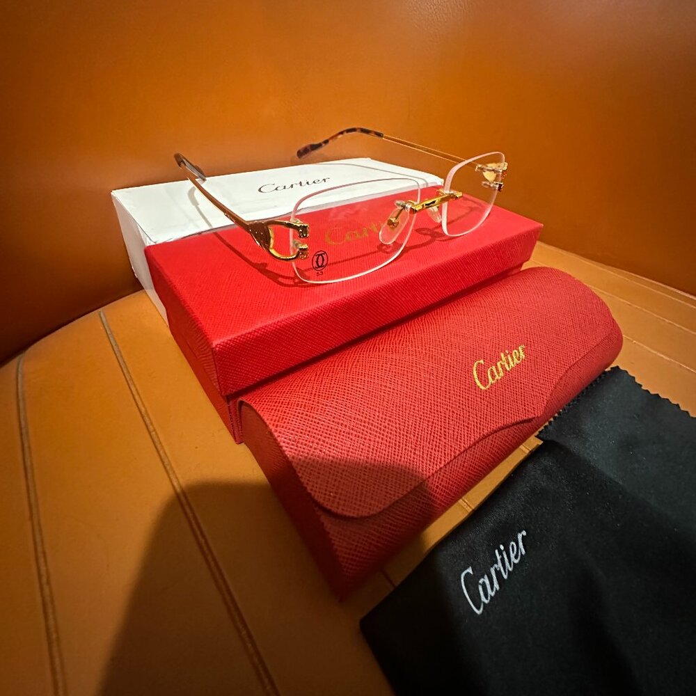 Cartier Glasses Wire frame model c rimless clear lens